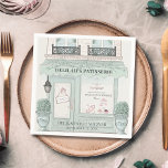 French Bakery Patisserie Paris Green Bat Mitzvah Napkin<br><div class="desc">This cute french cafe/bakery/patisserie theme girl's Bat Mitzvah paper napkin features a french patisserie/bakery/cafe storefront in pistachio green. Personalise for your needs. You can find more matching products at my store.</div>