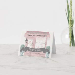 French Bakery Patisserie Paris Pink Bat Mitzvah Thank You Card