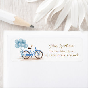 French Balloon Bicycle Baby shower Return Address Label