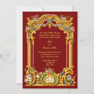 French Baroque Rococo Style Altar Colorful Wedding Invitation