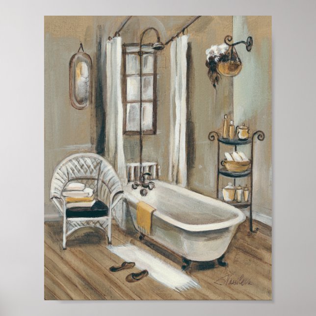 French Bathroom with Bathtub Poster (Front)