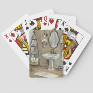 French Bathroom with Mirror and Sink Playing Cards