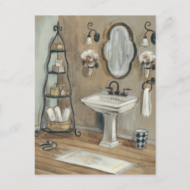 French Bathroom with Mirror and Sink Postcard (Front)
