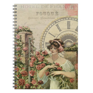 French Beauty with Flowers Journal