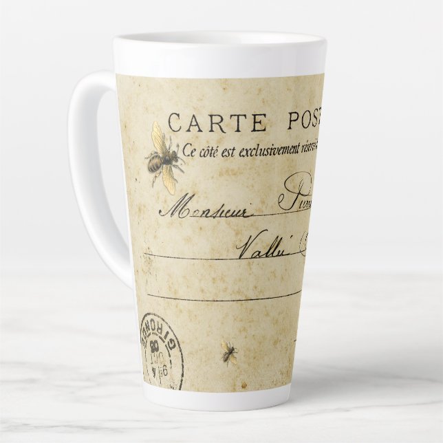 French Bee Post Card Latte Mug (Left Angle)