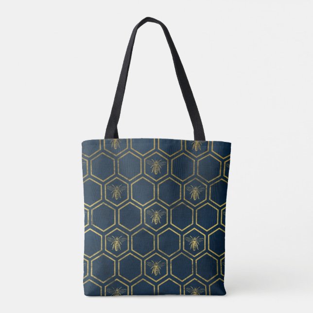 French Bees and Honey Comb Tote Bag (Back)
