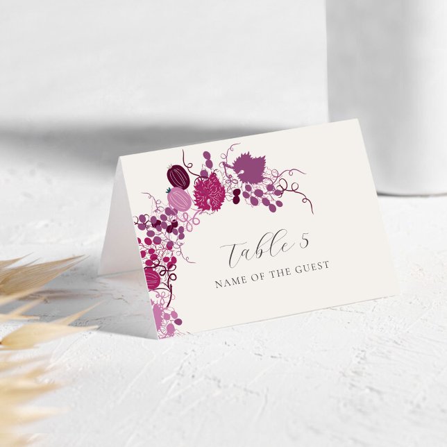 French Berry Grapes Flowers Wedding Place Card (Creator Uploaded)