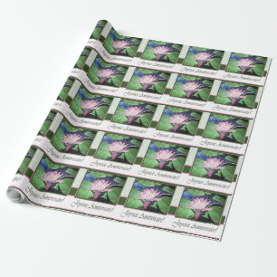 French Birthday Pink Lily and Green Wrapping Paper