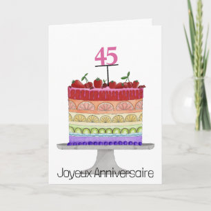 French Birthday Rainbow Colours Cake Card