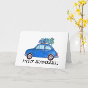 French Birthday Retro Fiat 500 Card