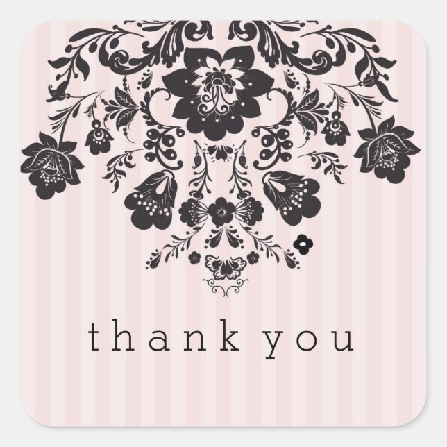 French Black and Pink floral Sticker (Front)