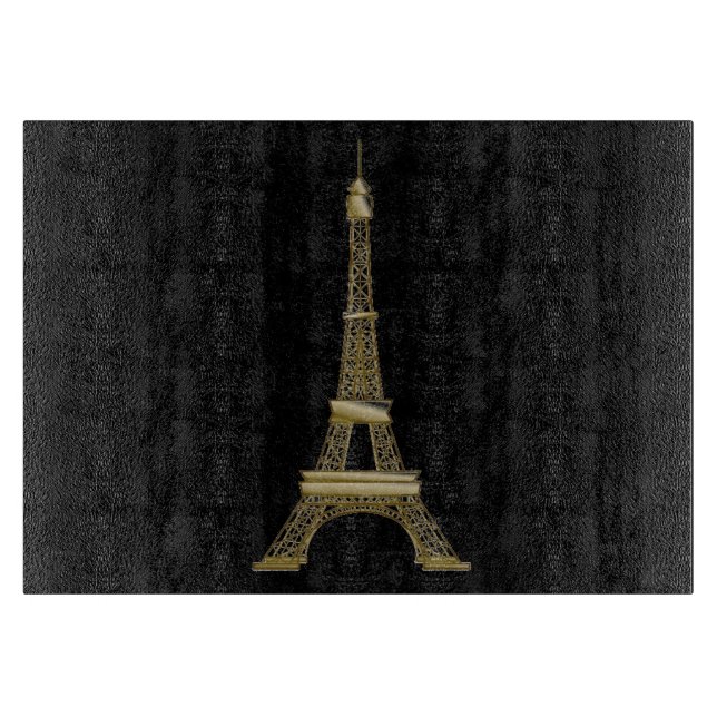 French Black Eiffel Tower Glass Cutting Board (Front)
