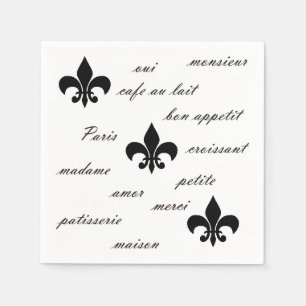 French Black on White Napkin