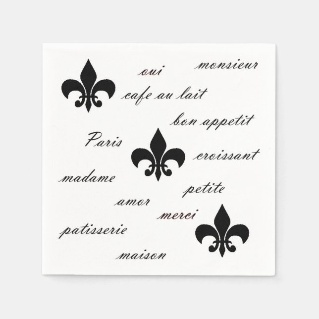 French Black on White Napkin (Front)