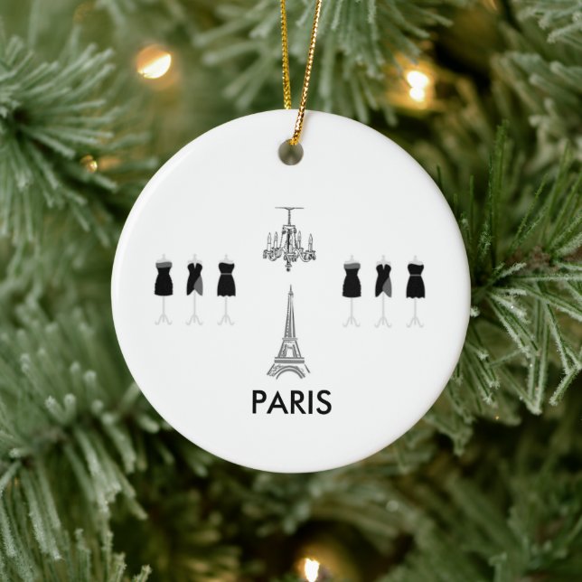 French Black & White Paris Themed Ornament (Tree)