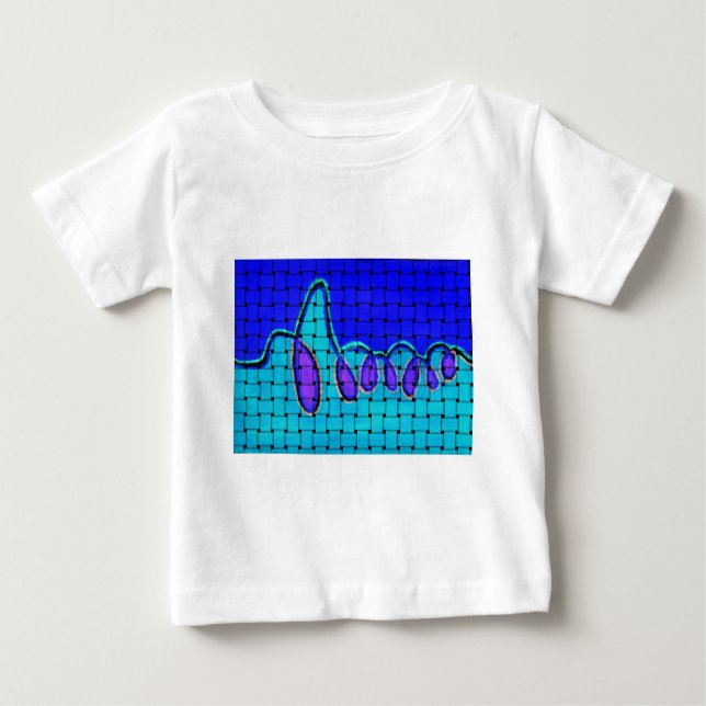 French Blue Abstract with Woven Texture Baby T-Shirt (Front)