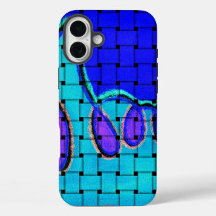 French Blue Abstract with Woven Texture iPhone 16 Plus Case
