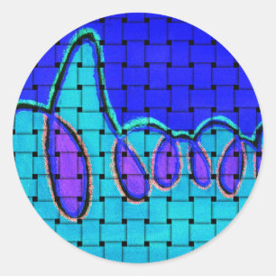 French Blue Abstract with Woven Texture Classic Round Sticker