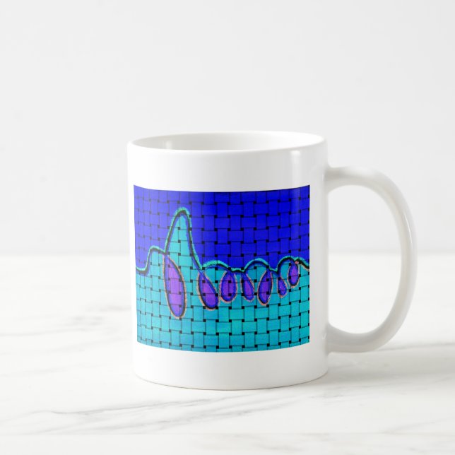 French Blue Abstract with Woven Texture Coffee Mug (Right)
