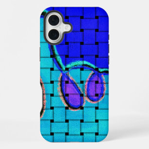 French Blue Abstract with Woven Texture iPhone 16 Plus Case