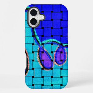 French Blue Abstract with Woven Texture iPhone 16 Plus Case