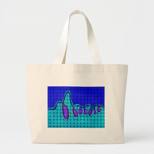 French Blue Abstract with Woven Texture Large Tote Bag (Front)