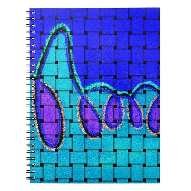 French Blue Abstract with Woven Texture Notebook (Front)