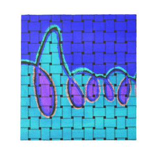 French Blue Abstract with Woven Texture Notepad