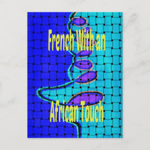French Blue Abstract with Woven Texture Postcard