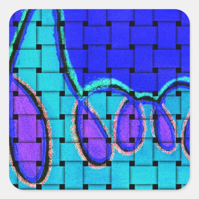 French Blue Abstract with Woven Texture Square Sticker (Front)