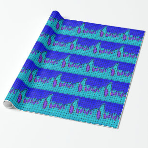 French Blue Abstract with Woven Texture Wrapping Paper