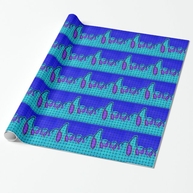 French Blue Abstract with Woven Texture Wrapping Paper (Unrolled)
