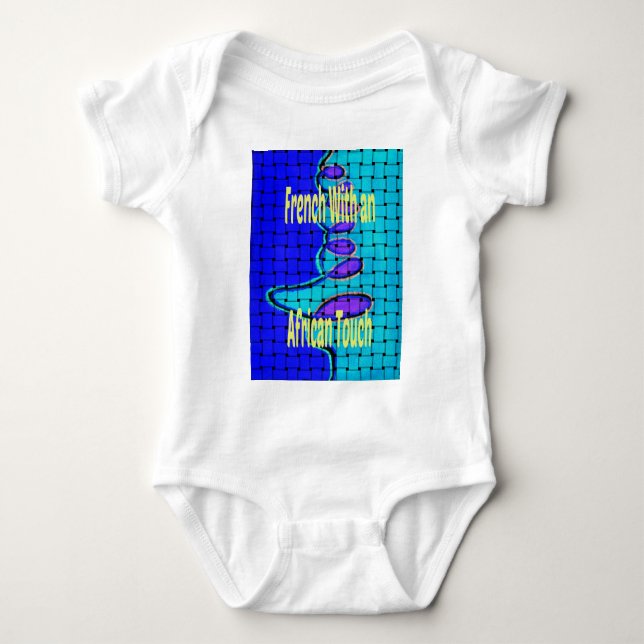 French Blue African Woven Abstract Purple Shape Baby Bodysuit (Front)