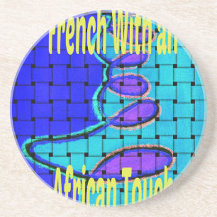 French Blue African Woven Abstract Purple Shape Coaster