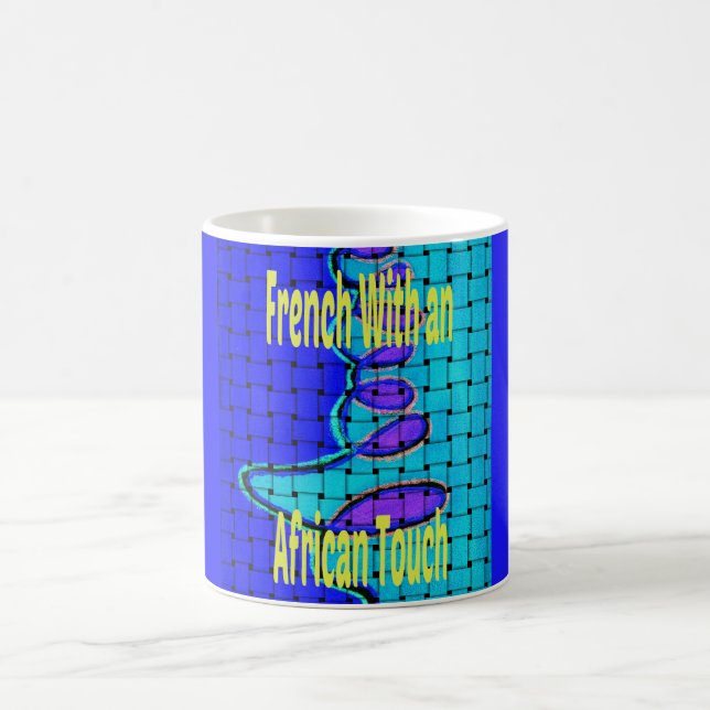 French Blue African Woven Abstract Purple Shape Coffee Mug (Center)
