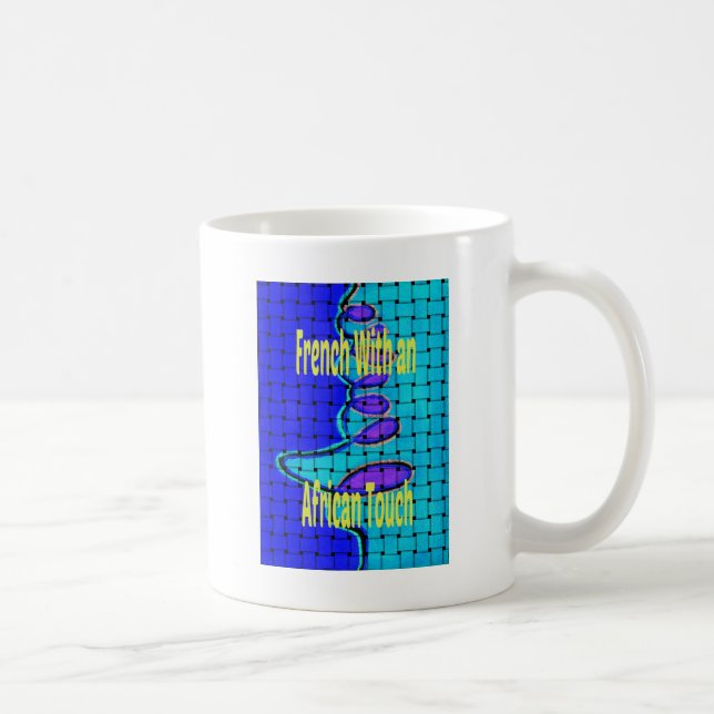 French Blue African Woven Abstract Purple Shape Coffee Mug (Right)