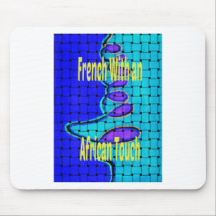 French Blue African Woven Abstract Purple Shape Mouse Pad