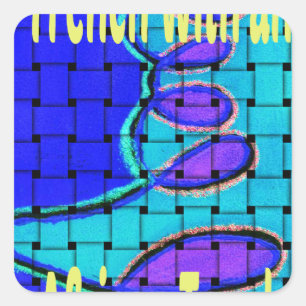 French Blue African Woven Abstract Purple Shape Square Sticker