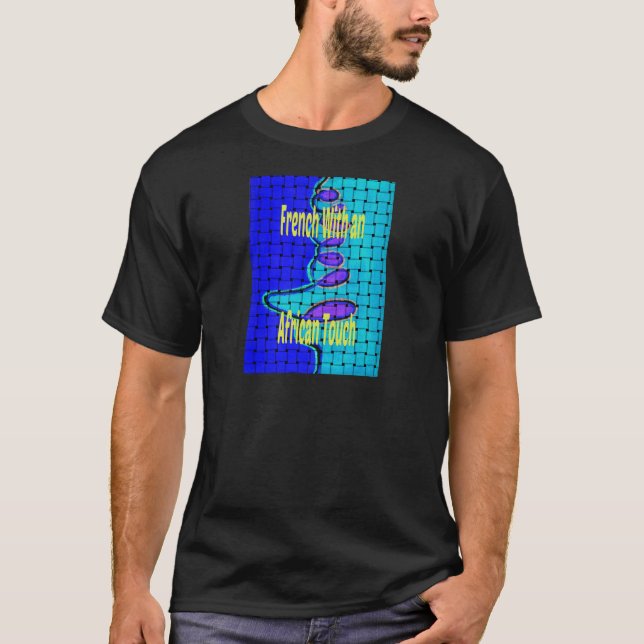 French Blue African Woven Abstract Purple Shape T-Shirt (Front)