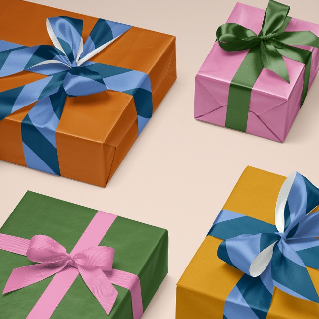 French Blue and Dark Navy Wide Stripe Satin Ribbon (French blue and navy wide angled stripe patterned ribbon for gifts and crafts)