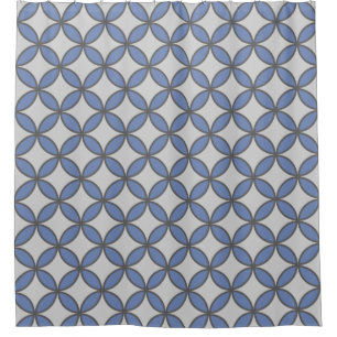 French blue and grey overlapping circles pattern shower curtain