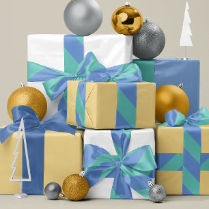 French Blue and Turquoise Wide Stripe Satin Ribbon