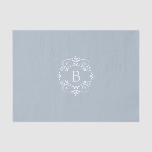 French Blue and White Elegant Monogram Tissue Paper (Front)