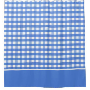 French Blue and White Gingham Checks Shower Curtain