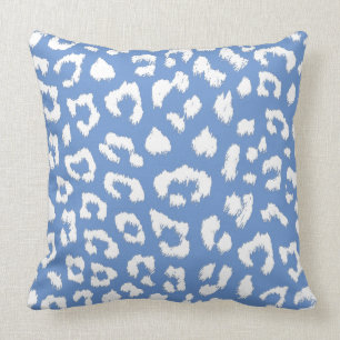 French Blue and White Large Leopard Print Cushion