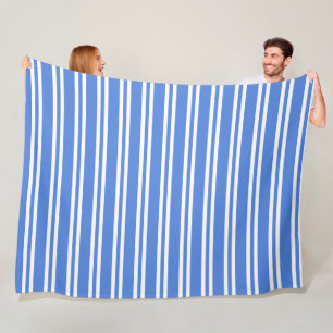 French Blue and White Stripes Fleece Blanket