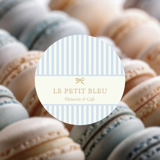 French Blue Bakery Packaging | Parisian Pastry  Classic Round Sticker (Creator Uploaded)