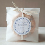 French Blue Botanical Wreath Wedding Favour Classic Round Sticker<br><div class="desc">Elegant botanical vintage style French Blue Wreath,  wedding thank you favour sticker.</div>