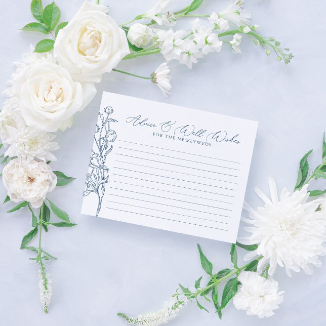 French Blue Chinoiserie Floral Bridal Advice Card (Creator Uploaded)