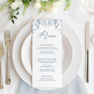 French Blue Chinoiserie Floral Bridal Shower Menu